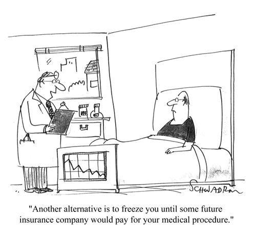 "Another alternative is to freeze you until some future insurance company would pay for your medical procedure."