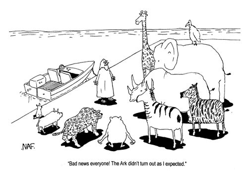 'Bad news everyone!  The Ark didn't turn out as I expected.'