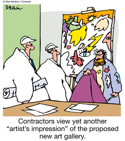 Contractors view yet another 'artist's impression' of the proposed new art gallery.