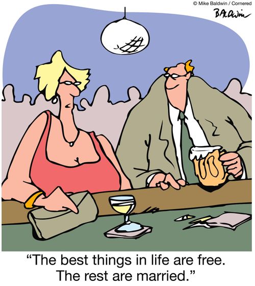 "The best things in life are free. The rest are married."