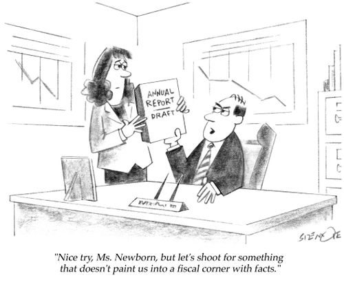 "Nice try, Ms. Newborn, but let's shoot for something that doesn't paint us into a fiscal corner with facts."