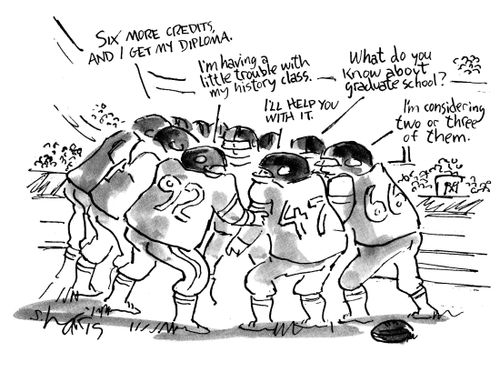 Football team discussions.
