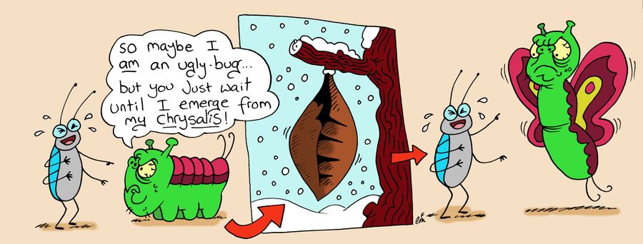 So maybe I am an ugly bug, but wait until I emerge from my chrysalis!