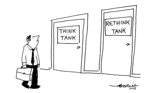 'Think tank' and 'Rethink tank'.