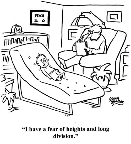 Boy on psychologist's couch: 'I have a fear of heights and long division.'