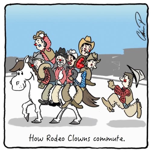 How Rodeo Clowns Commute.