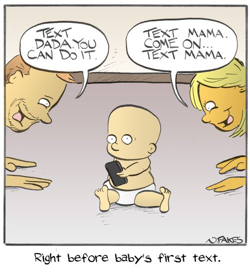 Right before baby's first text.