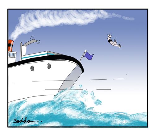 Diving off the cruise ship.