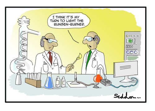 "I think it's my turn to light the Bunsen-burner."