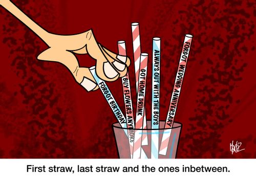 First straw, last straw and the ones inbetween.