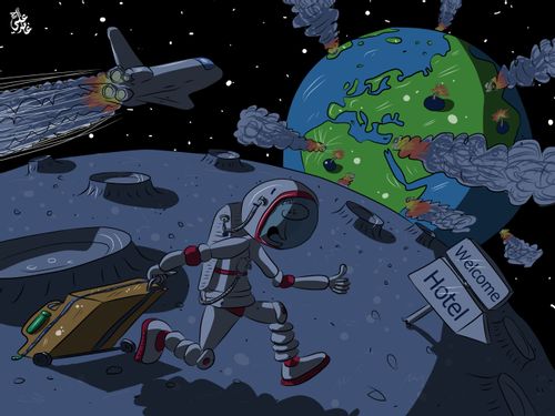 Astronaut Escapes Earthly Wars.