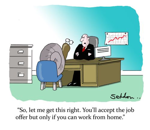 "So let me get this clear. You`ll accept the job offer but only if you can work from home."