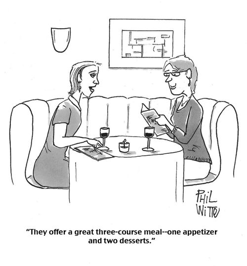 "They offer a great three-course meal -- one appetizer and two desserts."