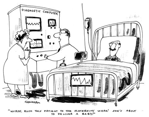 "Rush this patient to the maternity ward! She's about to deliver a baby!"