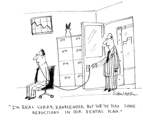 'I'm really sorry, Kandlewood, but we've had some reductions in our dental plan.'
