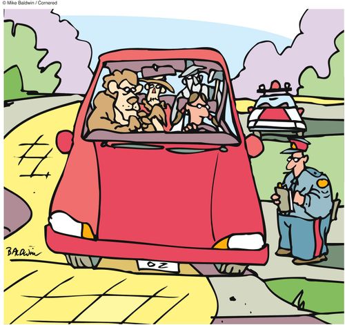 Yellow brick road traffic cop