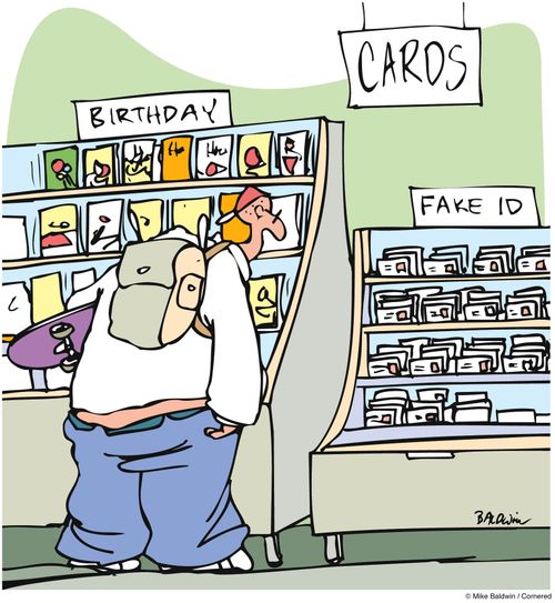 Cards. 'Birthday' 'Fake ID'