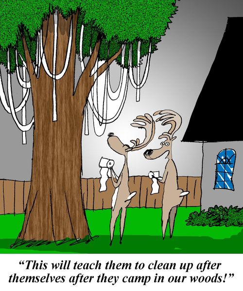 'This will teach them to clean up after themselves after they camp in our woods!'