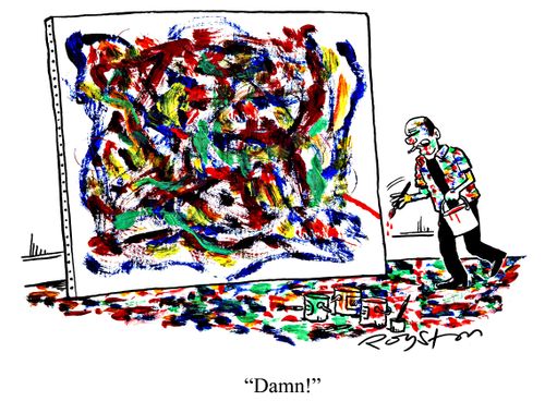 Abstract expressionist painter makes 'mistake' and says 'Damn!'