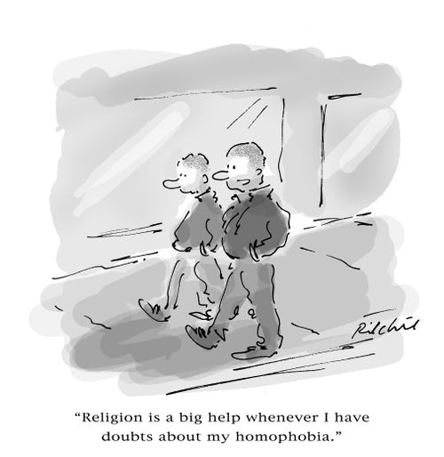 'Religion is a big help whenever I have doubts about my homophobia.'