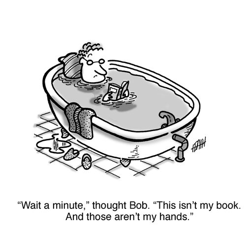 'Wait a minute,' thought Bob. 'This isn't my book. And those aren't my hands.'