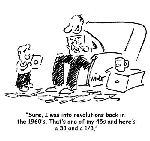 "I was into revolutions. That's one of my 45s and here's a 33 and a 1/3."