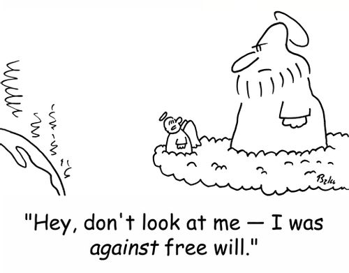 'Hey, don't look at me -- I was AGAINST free will.'