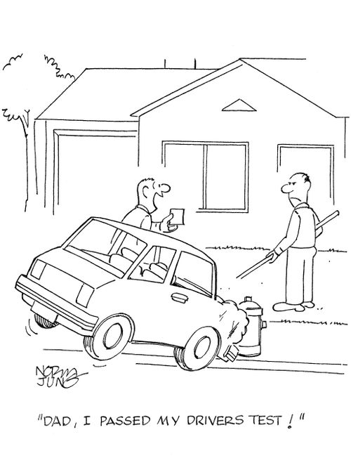 'Dad, I passed my drivers test!'