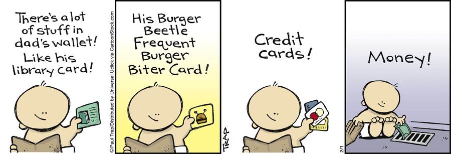 'There's a lot of stuff in dad's wallet!...'