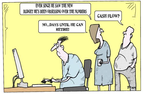 "Ever since he saw the new budget he's been obsessing over the numbers."