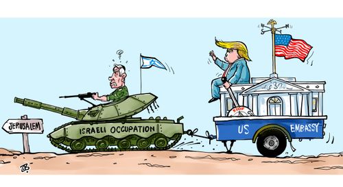 Netanyahu and Trump move the US Embassy into Jerusalem.