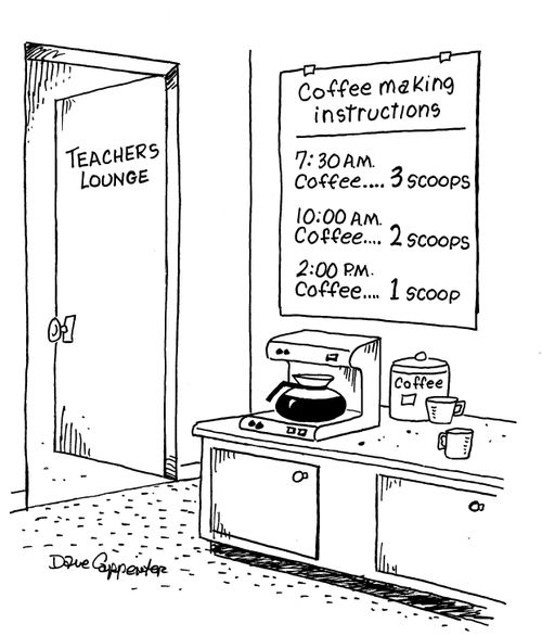 Coffee making instructions in the teacher's lounge.