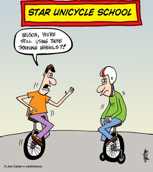 "Wilson, you're still using those training wheels?!"