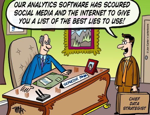 'Our analytics software has scoured social media and the internet to give you a list of the best lies to use!'