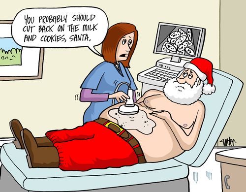 'You probably should cut back on the milk and cookies, Santa.'