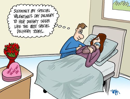 'Suddenly my special Valentine's day delivery to her doesn't seem like the most special delivery today...'