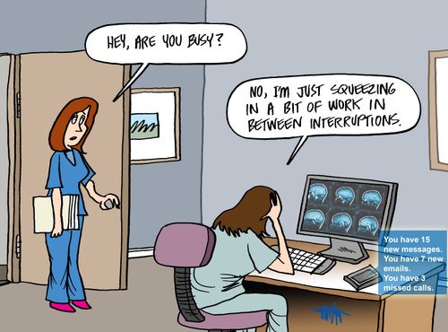 "No, I'm just squeezing in a bit of work in between interruptions."
