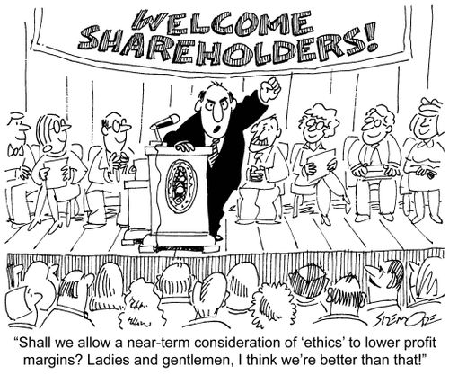 'Shall we allow a near-term consideration of 'ethics' to lower profit margins? . . . . I think we're better than that!'