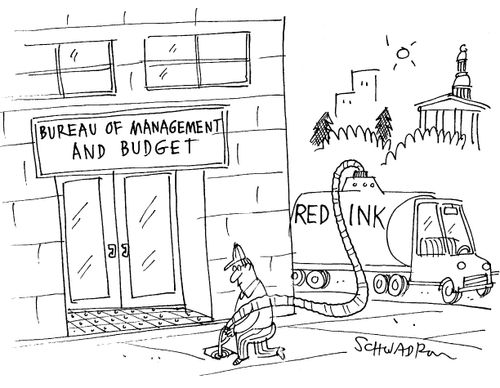 Delivering red ink to the Berueu of Management and Budget.