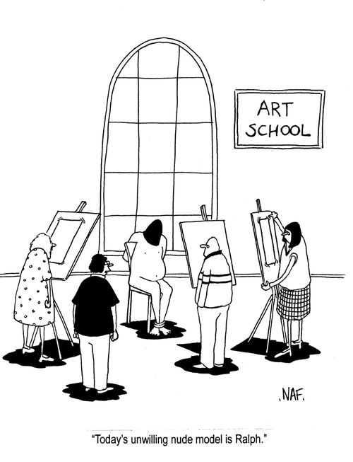 'Today's unwilling nude model is Ralph.'