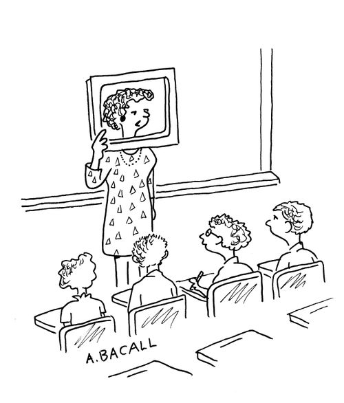 Teacher getting the childrens attention by pretending to be on television.