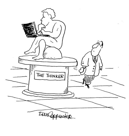 The Thinker (with a laptop).
