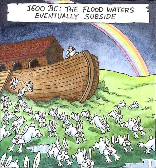 1600 BC: The flood waters eventually subside.