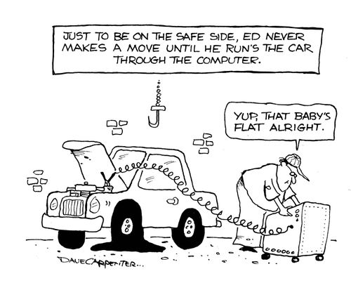 Just to be on the safe side, Ed never makes a move until he runs the car through the computer - 'Yup, that baby's flat alright.'