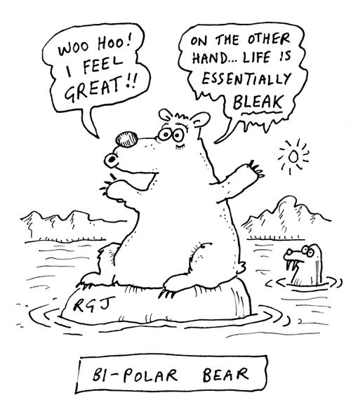 Bi-polar bear: 'Woo hoo!  I feel great!  On the other hand...life is essentially bleak...'