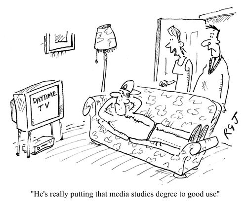 'He's really putting that media studies degree to good use.'