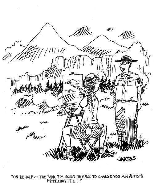 'On behalf of the park I'm going to have to charge you an artist's modeling fee.'