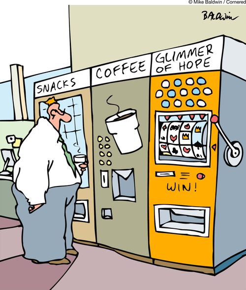 Vending machines at work: Snacks, Coffee, Glimmer of Hope