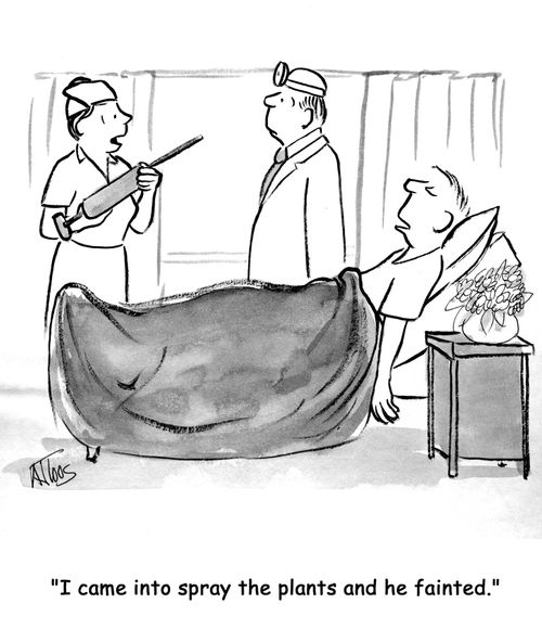'I came into spray the plants and he fainted.'