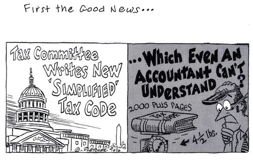 'Tax committee writes new 'simplified' tax code ... Which even an accountant can't understand?'